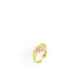 PINK STONE IN BROKEN BRICK - 14k gold pinky ring